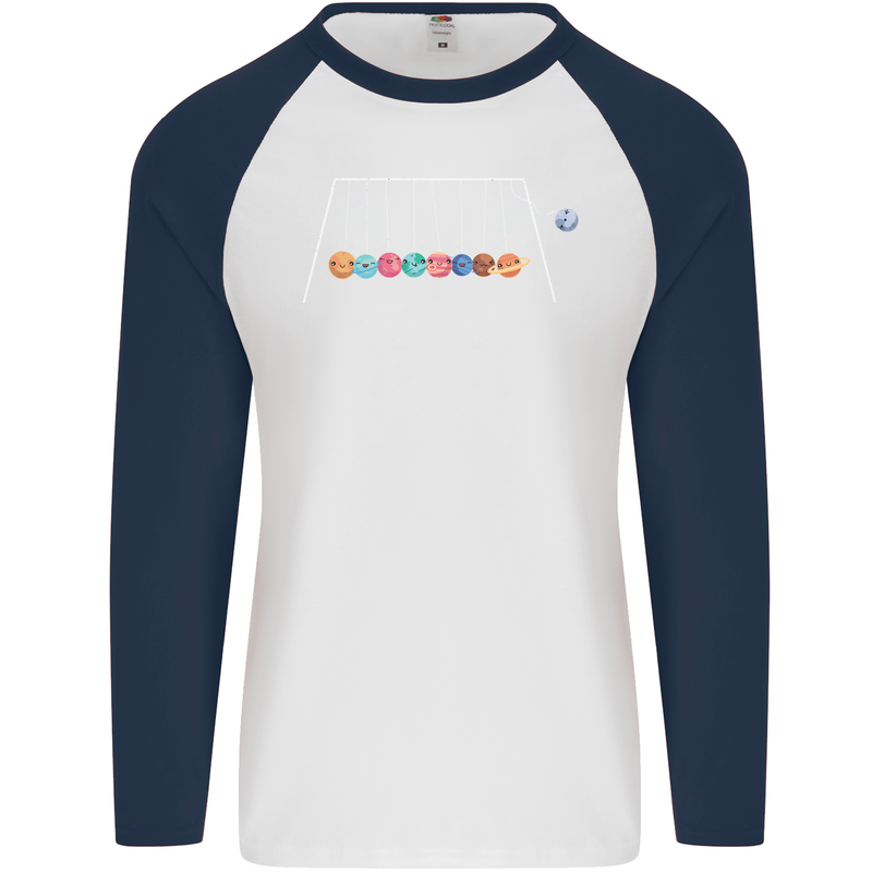 Planets Game Astronomy Space Funny Universe Mens L/S Baseball T-Shirt White/Navy Blue