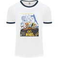 Cat Wars Funny Sci-Fi Mens Ringer T-Shirt White/Navy Blue