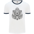 Anchor Skull Sailor Sailing Captain Pirate Ship Mens Ringer T-Shirt White/Navy Blue