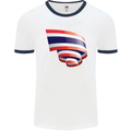 Curled Thailand Flag Thai Day Football Mens Ringer T-Shirt White/Navy Blue