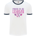 Proud to Be a Lesbian LGBT Gay Pride Awareness Mens Ringer T-Shirt White/Navy Blue