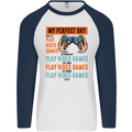 My Perfect Day Video Games Gaming Gamer Mens L/S Baseball T-Shirt White/Navy Blue