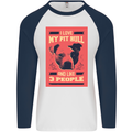 I Love My Pitbull & 3 People Funny Mens L/S Baseball T-Shirt White/Navy Blue