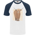 A Chilled Highland Cow Mens S/S Baseball T-Shirt White/Navy Blue