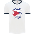 Torn Cuba Flag Cuban Day Football Mens Ringer T-Shirt White/Navy Blue