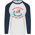 Wakeboarder Water Sports Wakeboarding Mens L/S Baseball T-Shirt White/Navy Blue