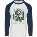 St Patricks Day Great Again Donald Trump Mens L/S Baseball T-Shirt White/Navy Blue
