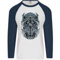 Viking God Odin Valhalla Norse Warrior Mens L/S Baseball T-Shirt White/Navy Blue