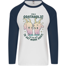 Goataholic On the Way to Get More Goats Mens L/S Baseball T-Shirt White/Navy Blue