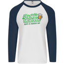 Pinch Me and I'll Punch You St Patricks Day Mens L/S Baseball T-Shirt White/Navy Blue