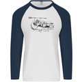 Dinghy Rapids White Water Rafting Whitewater Mens L/S Baseball T-Shirt White/Navy Blue