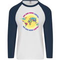 We Are Here LGBT Mens L/S Baseball T-Shirt White/Navy Blue