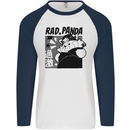 Rad Red Panda Japanese Cool Mens L/S Baseball T-Shirt White/Navy Blue