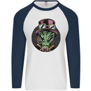 Steampunk Alien Mens L/S Baseball T-Shirt White/Navy Blue