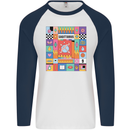 A Vibrant Sagittarius Star Sign Zodiac Mens L/S Baseball T-Shirt White/Navy Blue