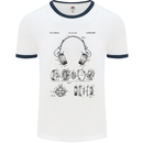 Headphones Patent Blueprint Dance Music DJ Mens Ringer T-Shirt White/Navy Blue