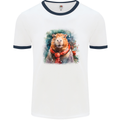 Winter Capybara Christmas Xmas Mens Ringer T-Shirt White/Navy Blue