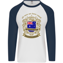 All Men Are Born Equal Australian Australia Mens L/S Baseball T-Shirt White/Navy Blue