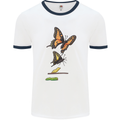 Butterfly Evolution Caterpillar Butterflies Mens Ringer T-Shirt White/Navy Blue