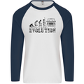 4x4 Evolution Off Roading Road Driving Mens L/S Baseball T-Shirt White/Navy Blue