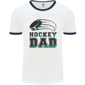 Ice Hockey Dad Fathers Day Mens Ringer T-Shirt White/Navy Blue