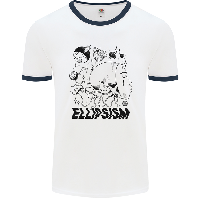 Ellipsism Missing Out on the Future Mens Ringer T-Shirt White/Navy Blue
