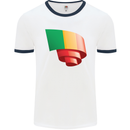Curled Mali Flag Malian Day Football Mens Ringer T-Shirt White/Navy Blue
