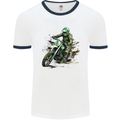 Graffiti Motorcross MotoX Motorbike Biker Mens Ringer T-Shirt White/Navy Blue