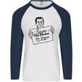 Save the Planet Go Vegan Global Warming Mens L/S Baseball T-Shirt White/Navy Blue