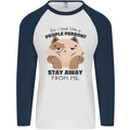 Do I Look Like a People Person Funny Cat Mens L/S Baseball T-Shirt White/Navy Blue