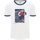 An Ice Hockey Player Mens Ringer T-Shirt White/Navy Blue