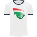 Curled Hungary Flag Hungarian Day Football Mens Ringer T-Shirt White/Navy Blue