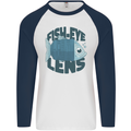 Fisheye Lens Funny Photography Photographer Mens L/S Baseball T-Shirt White/Navy Blue