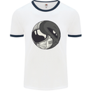 Alien Astronaut Yin Yang Space UFO Mens Ringer T-Shirt White/Navy Blue