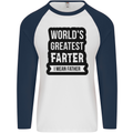 Fathers Day Farter Funny Flatulence Farting Mens L/S Baseball T-Shirt White/Navy Blue