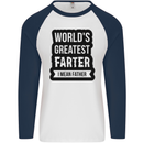 Fathers Day Farter Funny Flatulence Farting Mens L/S Baseball T-Shirt White/Navy Blue