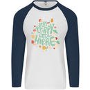 Stay Trippy Hippy Magic Mushrooms Drugs Mens L/S Baseball T-Shirt White/Navy Blue