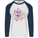 Worry Less Yoga More Mens L/S Baseball T-Shirt White/Navy Blue