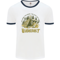 Bushcraft Funny Outdoor Pursuits Scouts Camping Mens Ringer T-Shirt White/Navy Blue