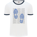 Rise & Run Running Marathon Cross Country Runner Mens Ringer T-Shirt White/Navy Blue