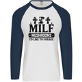 MILF Mushrooms I Like To Forage Mens L/S Baseball T-Shirt White/Navy Blue