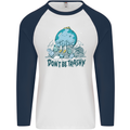 Don't Be Trashy Climate Change Environment Mens L/S Baseball T-Shirt White/Navy Blue
