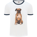 A Boxer Dog Mens Ringer T-Shirt White/Navy Blue