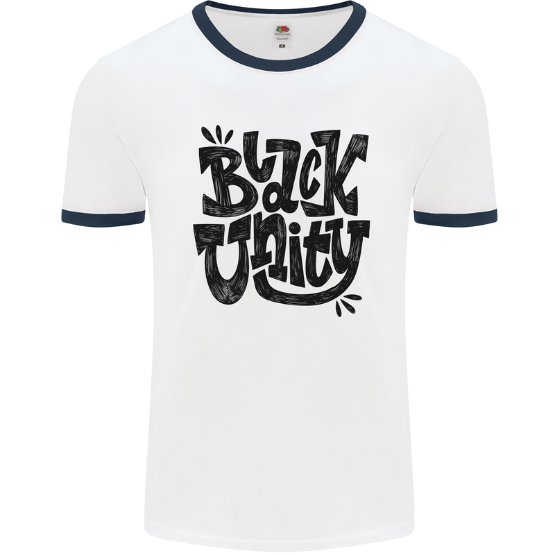 Black Unity Black Lives Matter Juneteenth Mens Ringer T-Shirt White/Navy Blue