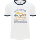 Plans With My Cat in the Garden Gardener Mens Ringer T-Shirt White/Navy Blue