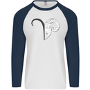 Aries Goat Head Star Sign Mens L/S Baseball T-Shirt White/Navy Blue
