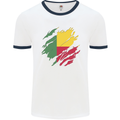 Torn Benin Flag Beninese Day Football Mens Ringer T-Shirt White/Navy Blue