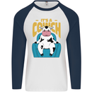 Its a Cowch Funny Cow Mens L/S Baseball T-Shirt White/Navy Blue