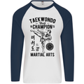 Taekwondo World Champion Martial Arts MMA Mens L/S Baseball T-Shirt White/Navy Blue