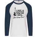 Guitar for My Wife Best Swap Ever Guitarist Mens L/S Baseball T-Shirt White/Navy Blue